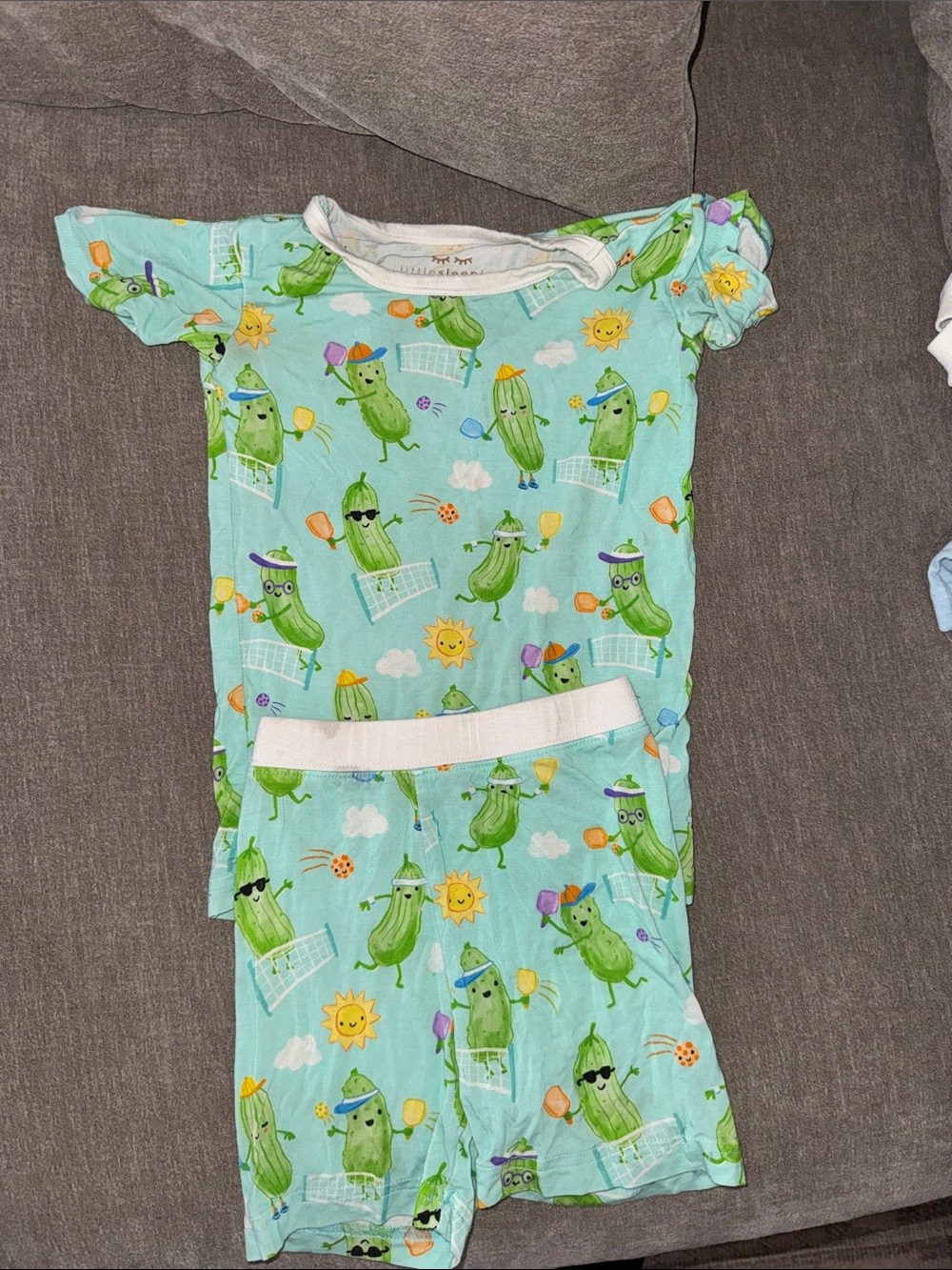 Kids Light Aqua Cucumber Print Pajama Set little sleepies
